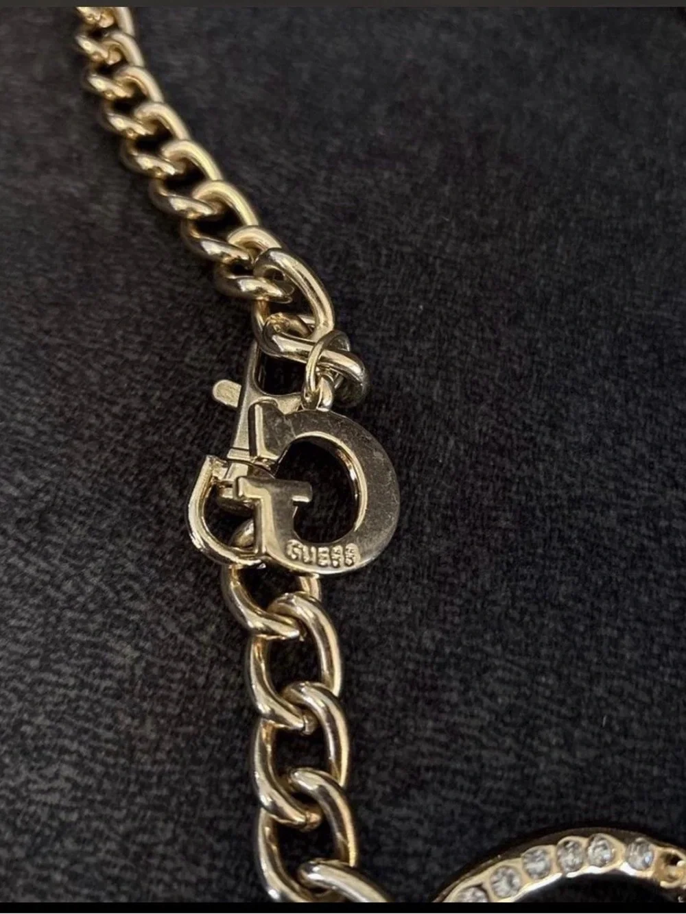 Guess Gold-Tone Linked Circle Chain Belt with Crystal Accents